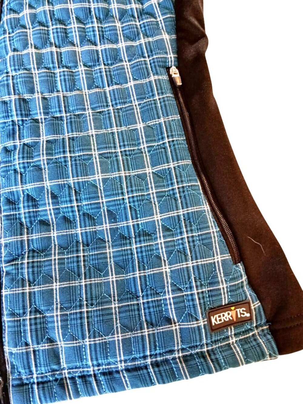 Kerrits Womens Quilted Blue Plaid Riding Vest S Asymmetrical Equestrian Riding - Picture 14 of 16